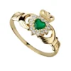 10ct Gold Green Agate Claddagh Ring
