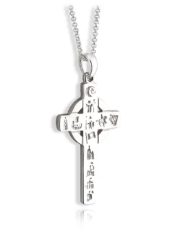 Sterling Silver History Of Ireland Cross Pendant