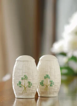 Belleek Shamrock Salt & Pepper Set