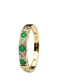 14ct Gold Emerald & Diamond Wedding Ring