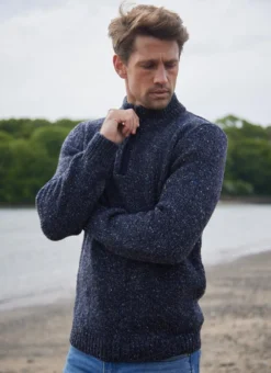 Fisherman Donegal Fleck Half Zip Sweater