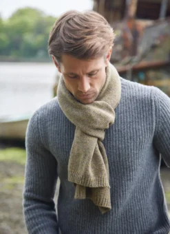 Fisherman Wool Cashmere Long Jersey Stitch Scarf