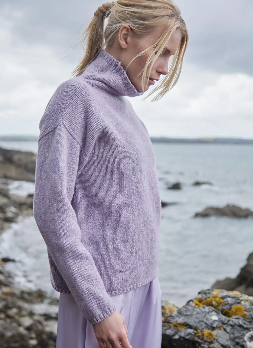 Fisherman Cashmere Fleck Funnel Neck Sweater - Image 3