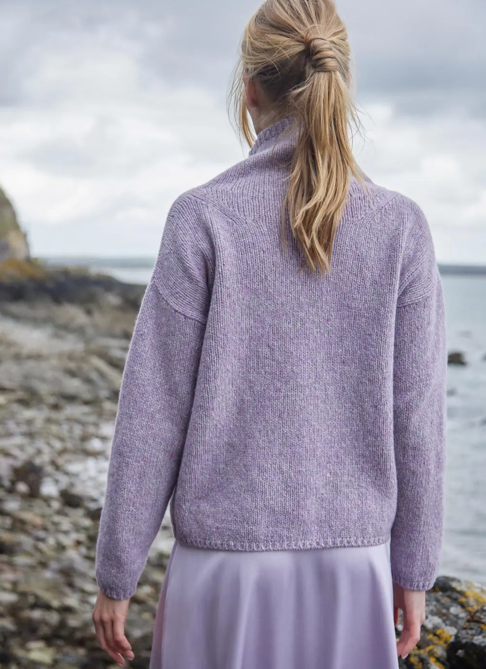 Fisherman Cashmere Fleck Funnel Neck Sweater - Image 4