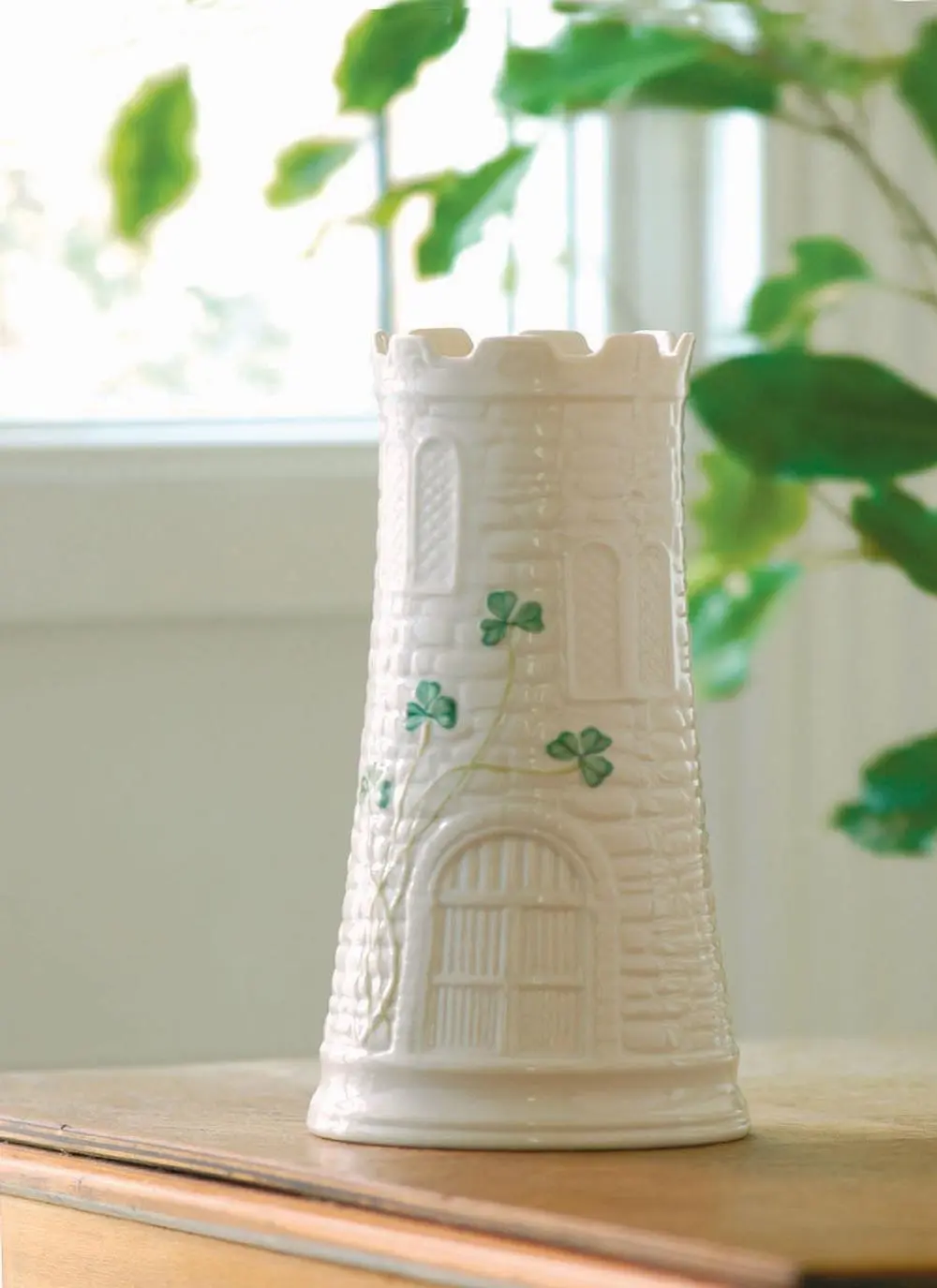 Belleek Shamrock Castle Vase