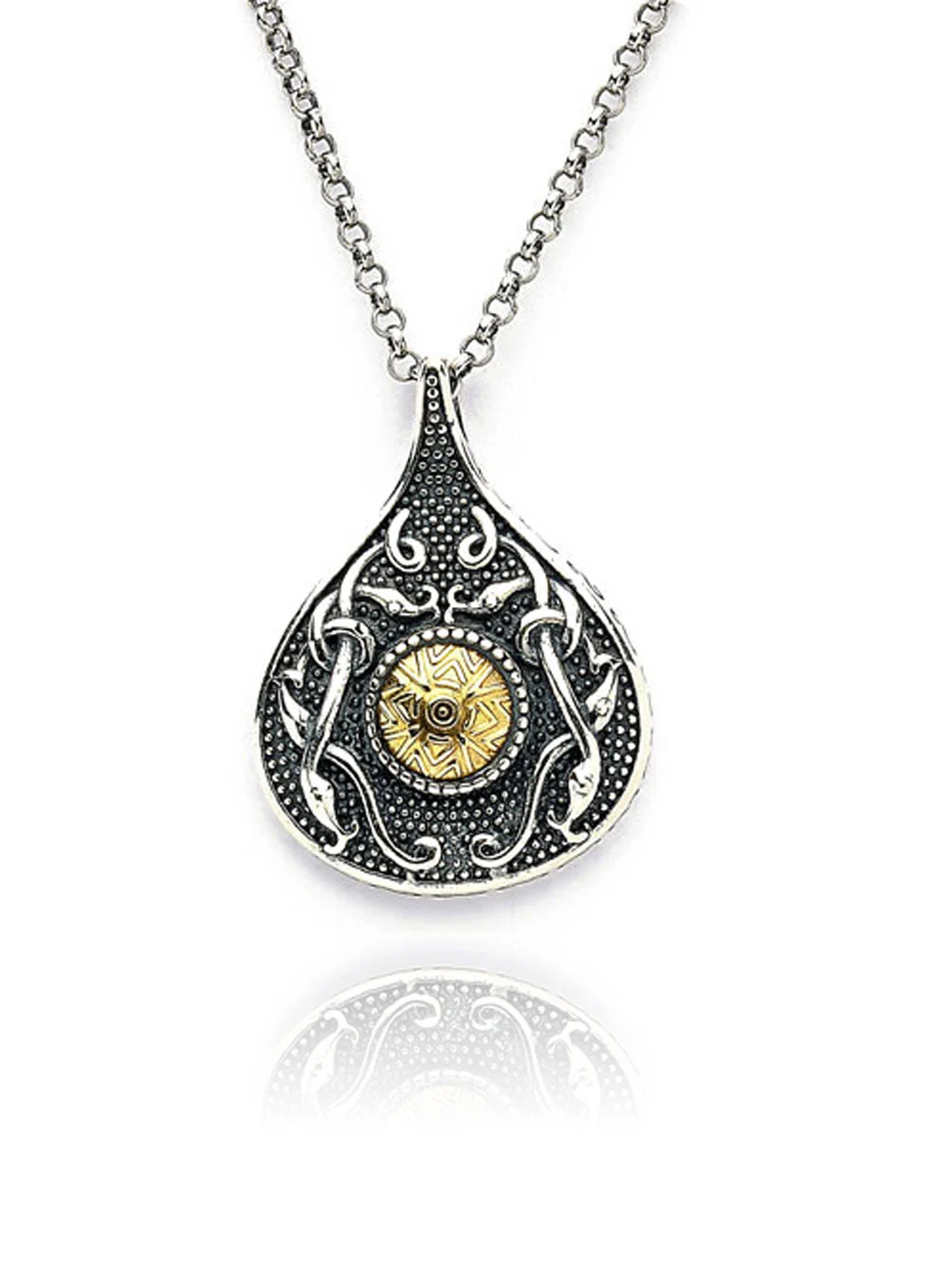 Wood Quay Teardrop Pendant With 18K Gold Bead