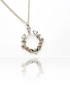 Sterling Silver Shamrock Claddagh Heart Pendant