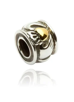Sterling Silver & 14ct Gold Claddagh Bead