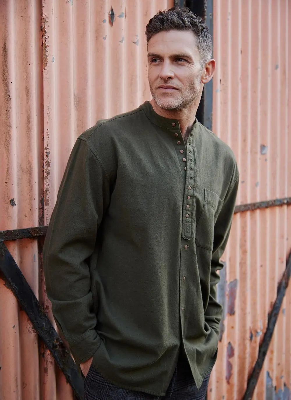 Andrew Cotton Linen Grandfather Shirt