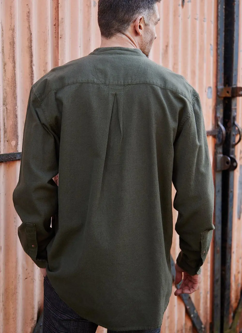 Andrew Cotton Linen Grandfather Shirt - Image 3