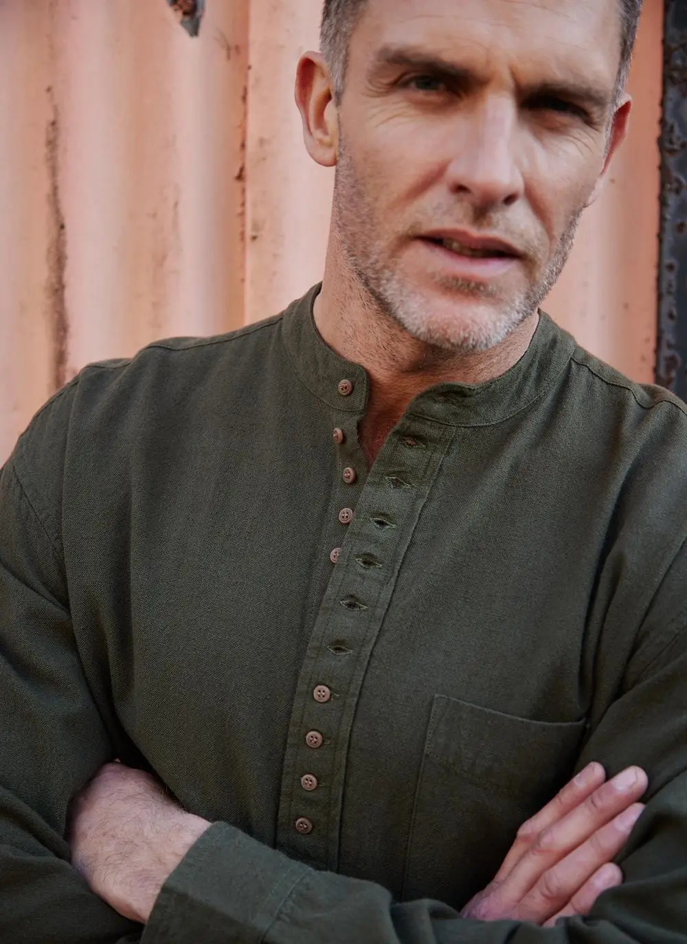 Andrew Cotton Linen Grandfather Shirt - Image 4