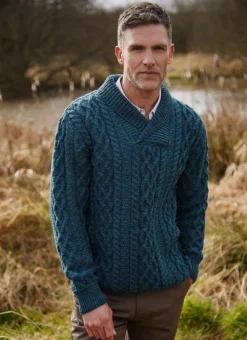 Shawl Collar Aran Sweater