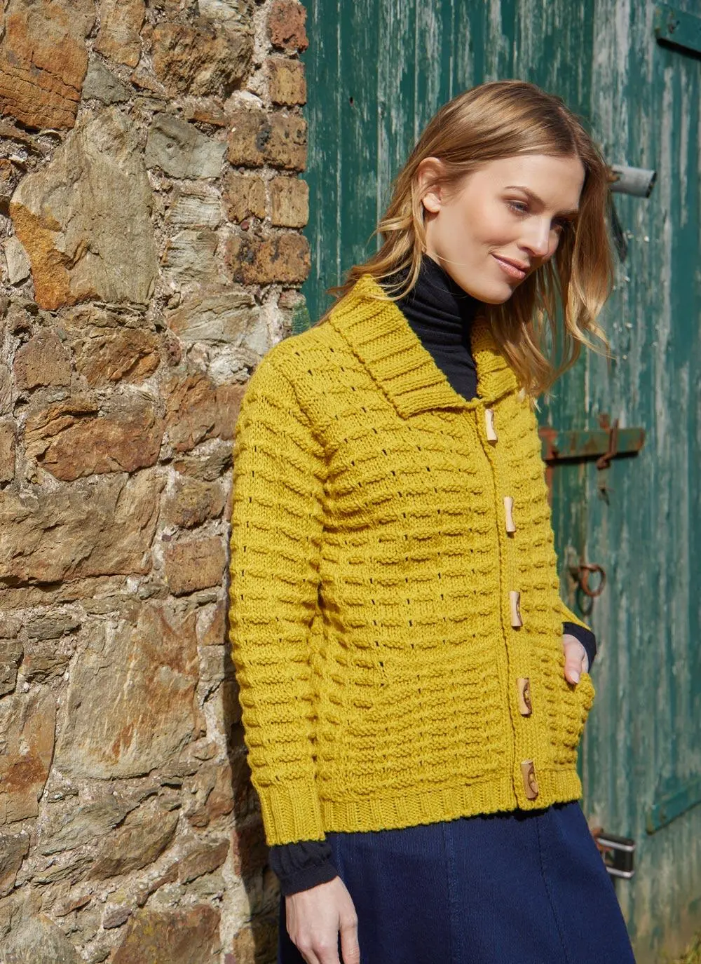 Toggle Knit Cardigan With Collar - Image 2