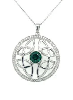 Sterling Silver Round Pendant With Cubic Zirconia
