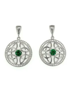 Sterling Silver Round Drop Earrings With Cubic Zirconia