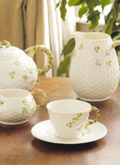 Belleek Shamrock Tea Cup & Saucer