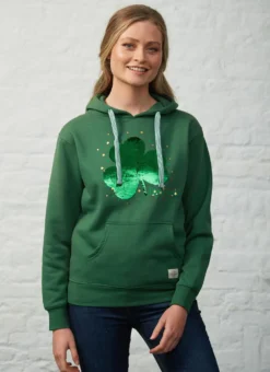 Ladies Shamrock Sequin Hoodie