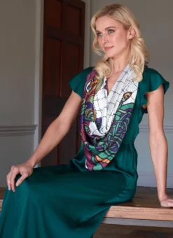 Book Of Kells Celtic Fashion Scarf - Cream & Burgundy