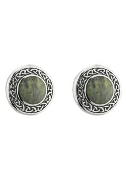 Sterling Silver Connemara Marble Celtic Round Stud Earrings