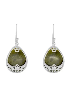 Sterling Silver Connemara Marble Claddagh Basket Earrings