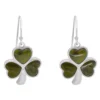 Sterling Silver Connemara Marble Shamrock Inlaid Earrings