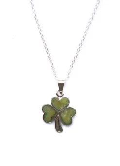 Sterling Silver Connemara Marble Shamrock Inlaid Pendant