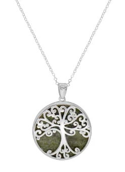 Sterling Silver Connemara Marble Tree Of Life Pendant