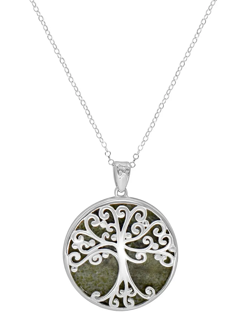 Sterling Silver Connemara Marble Tree Of Life Pendant