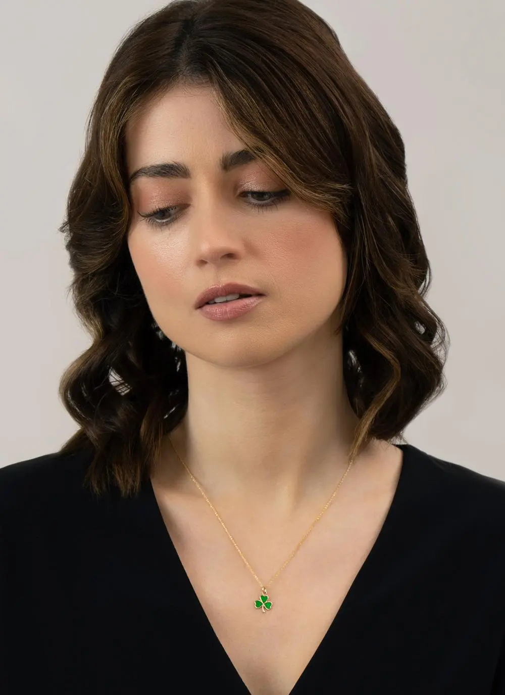 14ct Gold Enamel Shamrock Pendant - Image 2