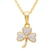 14ct Gold Vermeil Shamrock Pendant With Cubic Zirconia
