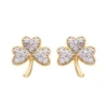 14ct Gold Vermeil Shamrock Earrings With Cubic Zirconia
