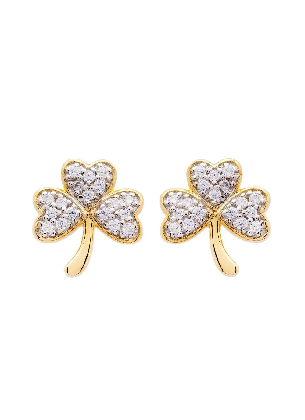 14ct Gold Vermeil Shamrock Earrings With Cubic Zirconia