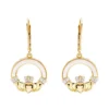 14ct Gold Vermeil Mother Of Pearl Claddagh Earrings With White Cubic Zirconia