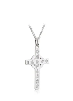 Sterling Silver History Of Ireland Small Cross Pendant