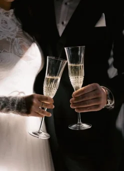 Waterford Crystal Lismore Diamond Essence Champagne Flute Pair