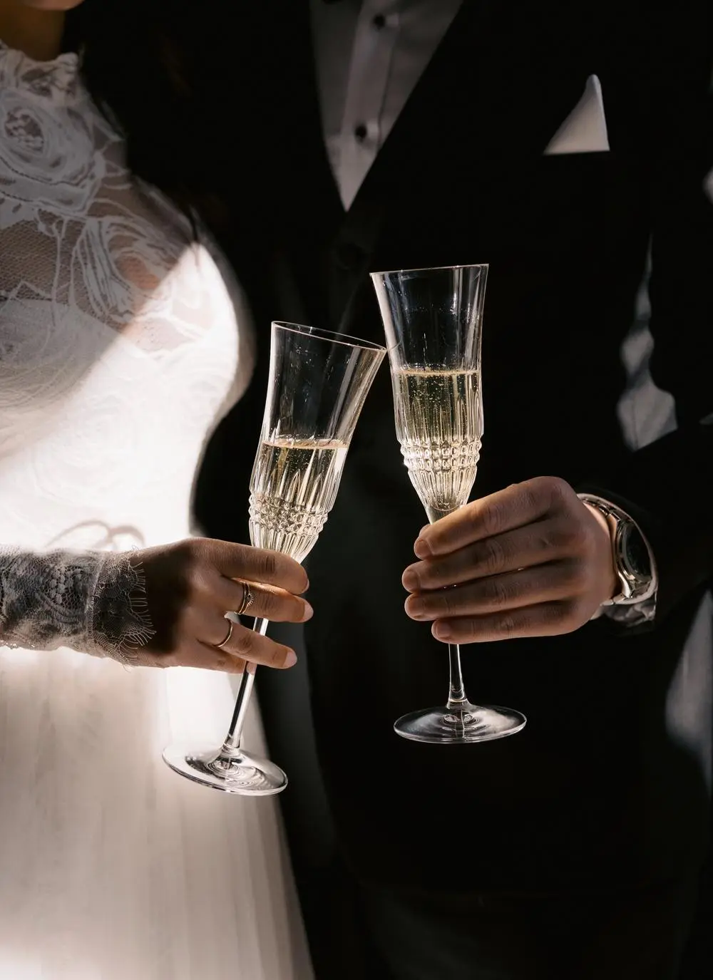 Waterford Crystal Lismore Diamond Essence Champagne Flute Pair