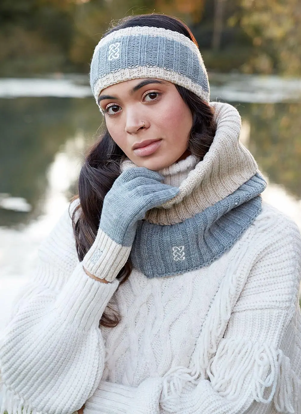 Sustainable Headband In Grey & Cream