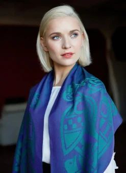 Purple & Green Two-Tone Wool Scarf