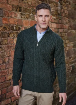 Inishmore Half Zip Aran Sweater