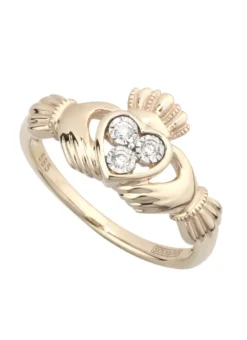 14ct Gold Diamond Claddagh Ring