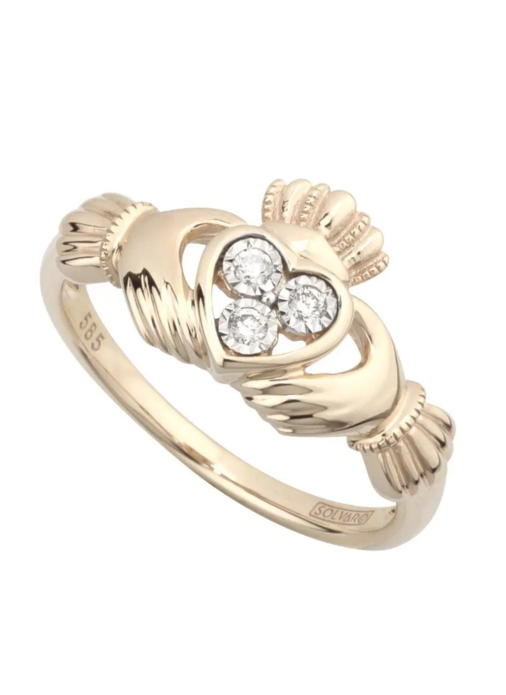 14ct Gold Diamond Claddagh Ring