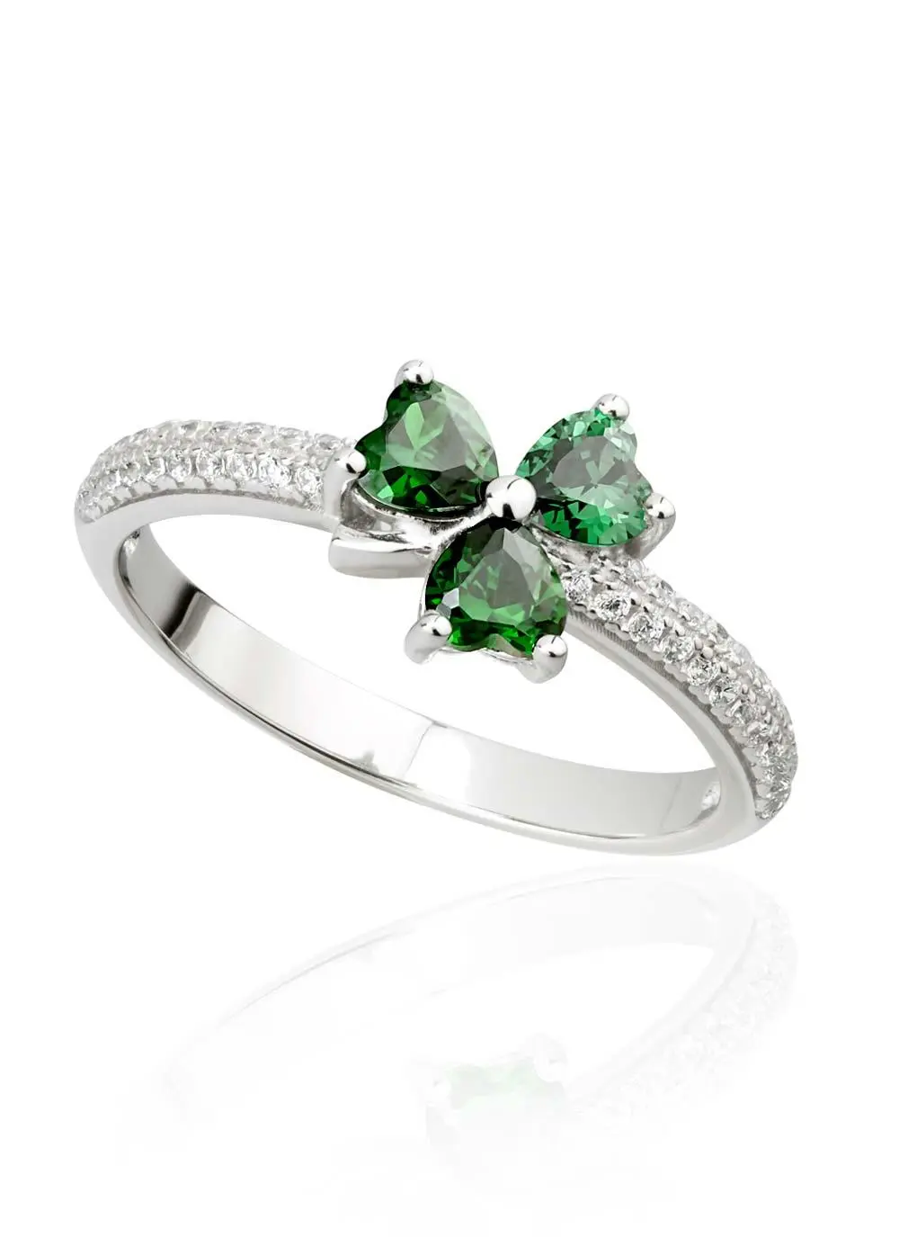 Green Cubic Zirconia Shamrock Ring