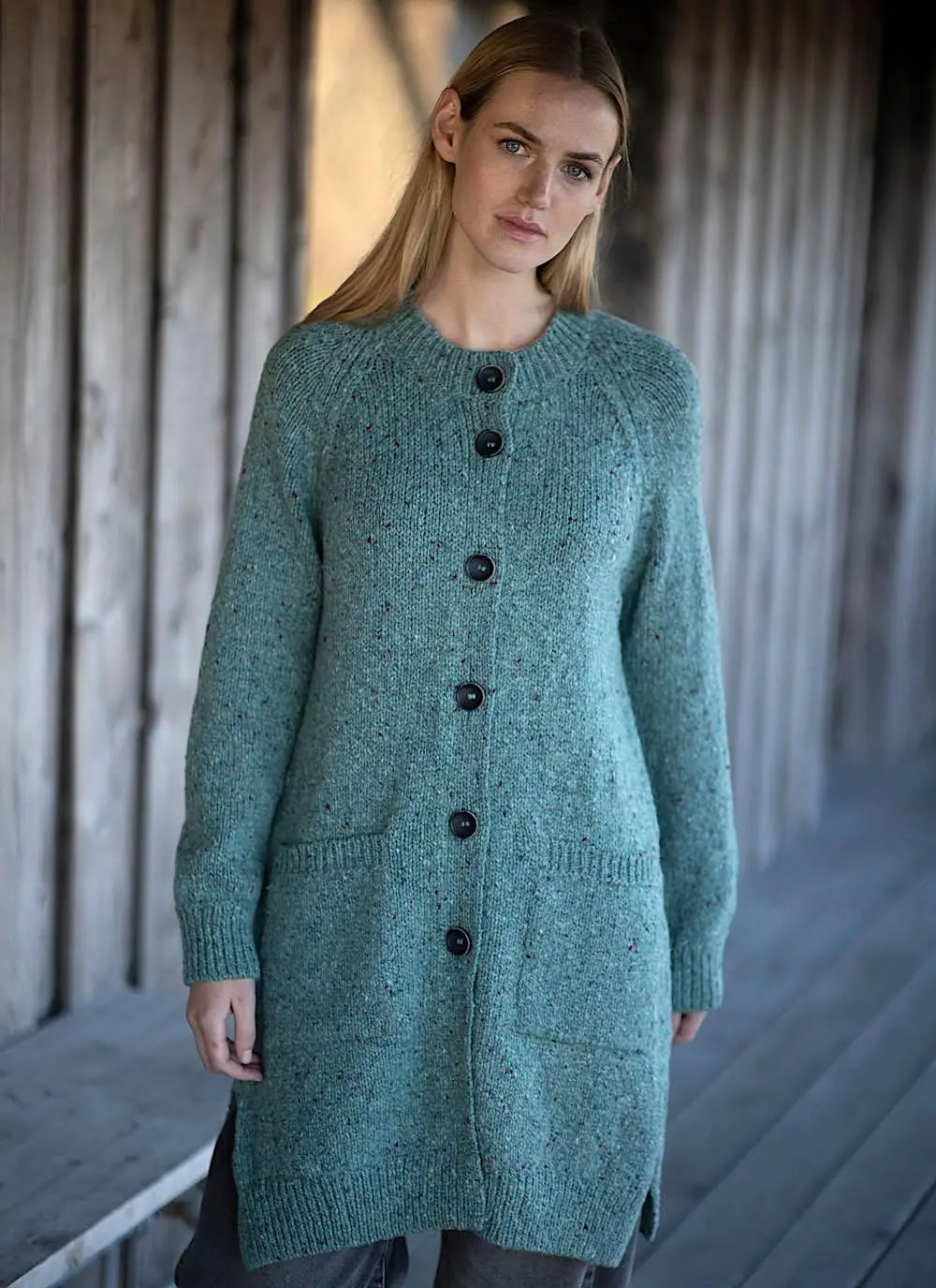 Fisherman Donegal Fleck Long Button Cardigan - Image 2