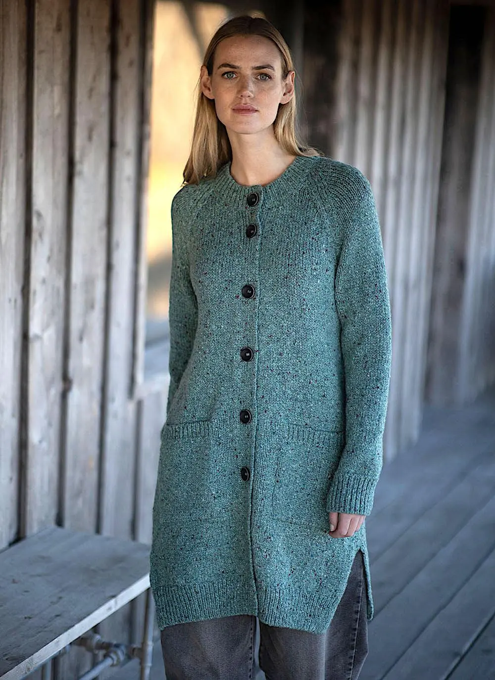 Fisherman Donegal Fleck Long Button Cardigan
