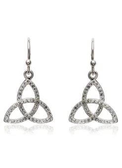 Sterling Silver Trinity Knot Earrings Embellished With Swarovski Crystals
