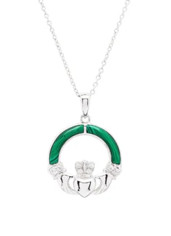 Sterling Silver Claddagh Malachite Pendant