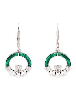 Sterling Silver Claddagh Malachite Earrings