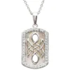 Sterling Silver Mother Of Pearl Celtic Knot Medallion Pendant With White Crystals