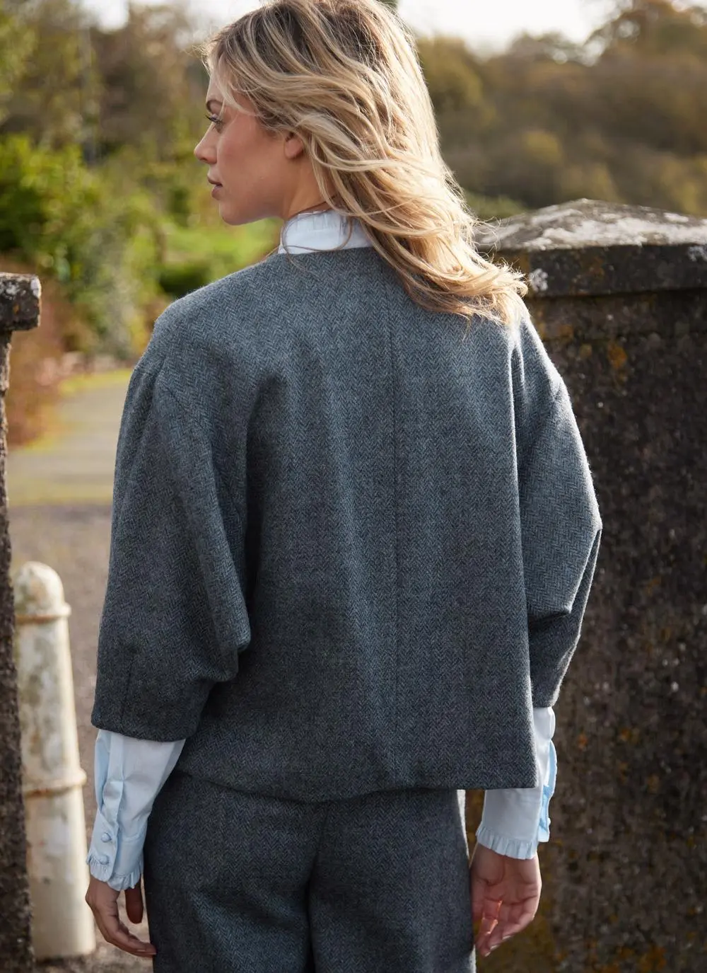 Herringbone Tweed Short Jacket - Image 4