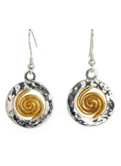 Sterling Silver & Gold Vermeil Spiral Of Life Earrings